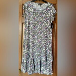 Pink Green Yellow Floral A-Line Midi Dress. Brand New Size Small N Touch